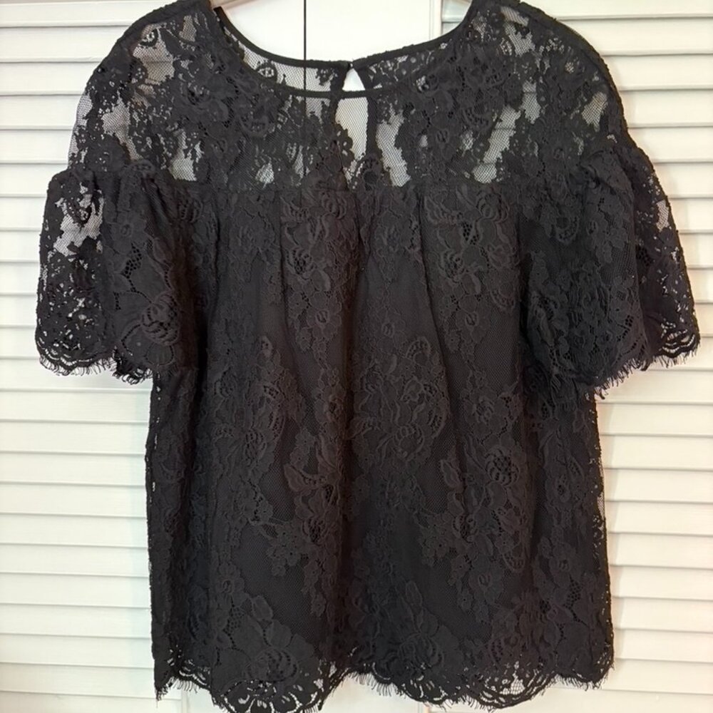 BB Dakota White Lace Short Sleeve Top | Size M